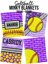 Load image into Gallery viewer, Softball Action Minky Blanket *Multiple Colors* - Elevated Boutique CO
