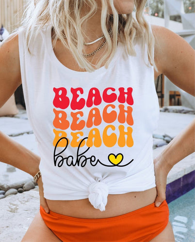 Stacked Beach Babe Muscle Graphic Tank | Multiple Colors - Elevated Boutique CO