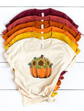 Load image into Gallery viewer, Sunflowers with Pumpkin Fall Graphic Tee | Multiple Colors - Elevated Boutique CO
