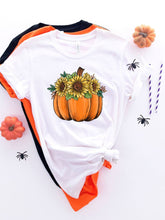 Load image into Gallery viewer, Sunflowers with Pumpkin Fall Graphic Tee | Multiple Colors - Elevated Boutique CO
