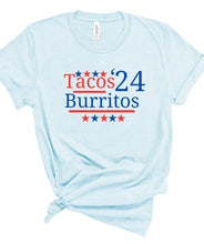 Load image into Gallery viewer, Tacos and Burritos 2024 Graphic Tee | Multiple Colors - Elevated Boutique CO
