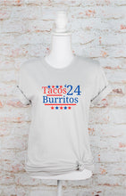 Load image into Gallery viewer, Tacos and Burritos 2024 Graphic Tee | Multiple Colors - Elevated Boutique CO
