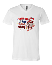 Load image into Gallery viewer, Take Me Out to the Ballgame V Neck Graphic Tee | Multiple Colors - Elevated Boutique CO
