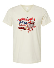 Load image into Gallery viewer, Take Me Out to the Ballgame V Neck Graphic Tee | Multiple Colors - Elevated Boutique CO
