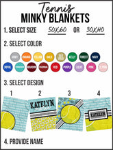 Load image into Gallery viewer, Tennis Action Minky Blanket *Multiple Colors* - Elevated Boutique CO
