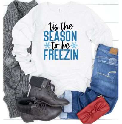 Tis' the Season to be Freezin' Long Sleeve Graphic Tee - Elevated Boutique CO