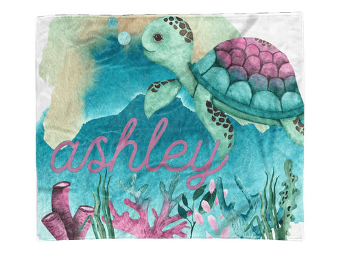 Under the Sea Watercolor Custom Minky Blanket - Elevated Boutique CO