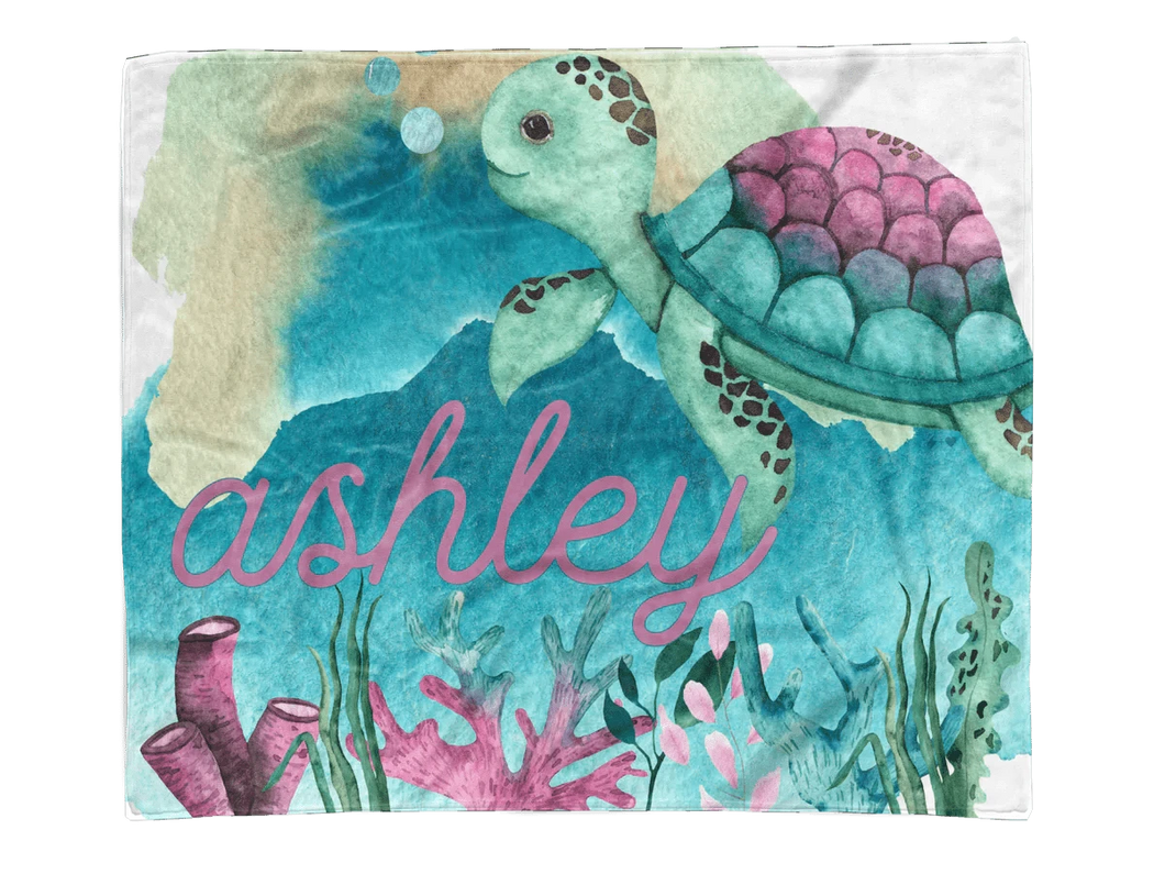 Under the Sea Watercolor Custom Minky Blanket - Elevated Boutique CO