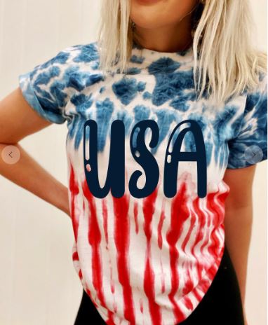 USA Red White Blue Tie Dye Graphic Tee - Elevated Boutique CO