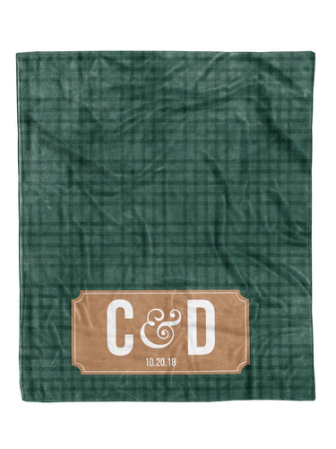 Water Color Green Plaid Custom Minky Blanket - Elevated Boutique CO